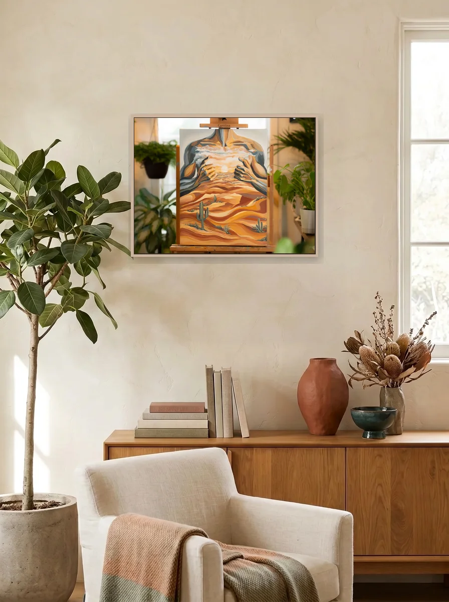 Warm Hearted displayed as a wall-scale canvas in an interior scene